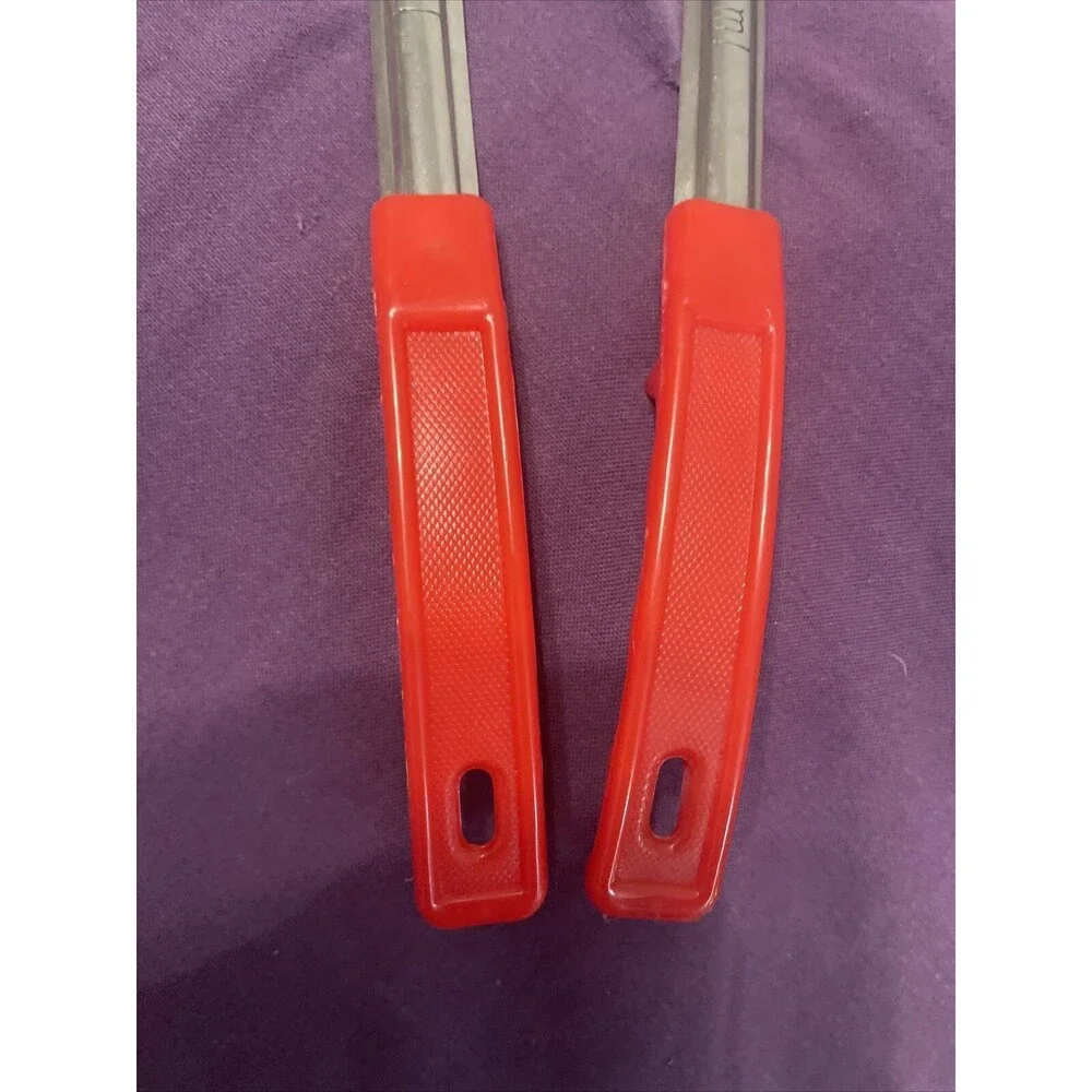 8 Spoons Plastic Colors  Handles Stainless Set Serving & Slotted 4 Sizes